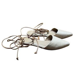 City Classified Lace Up Pointed Toe Gladiator Flats Blue 10